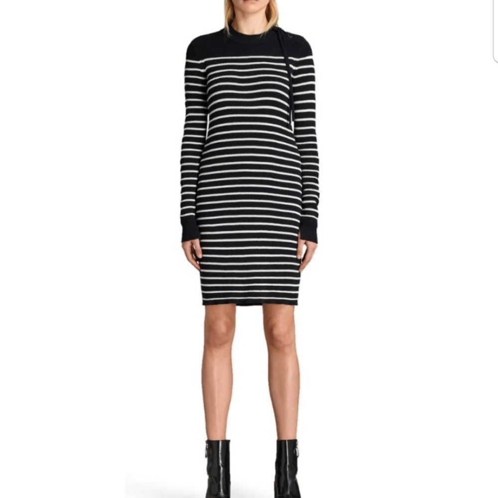 Allsaints striped bodycon sweater dress